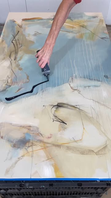 #Abstract Painters Reel by @paulinejansart (verified account) - Working on large canvases presents new challenges - What have you found tricky when you moved from smaller pieces to large?
This one is 36 x 60, str