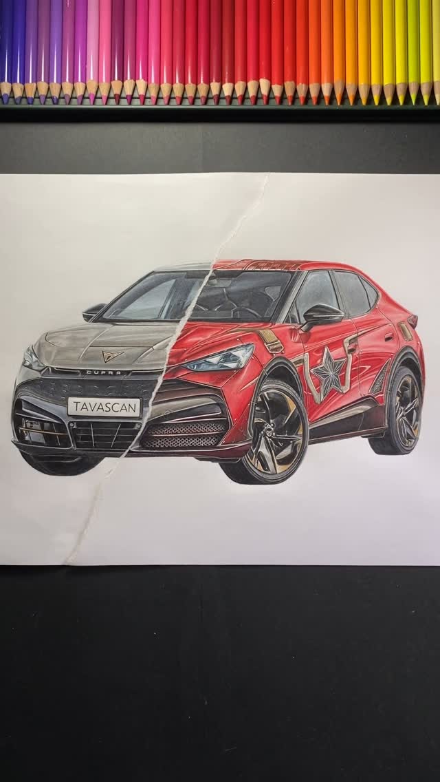 Thanks to @cupra_official for giving me the opportunity to draw something other than faces. The #CUPRATavascan with my interpretation of livery inspired by the character Red Guardian from the Thunderb