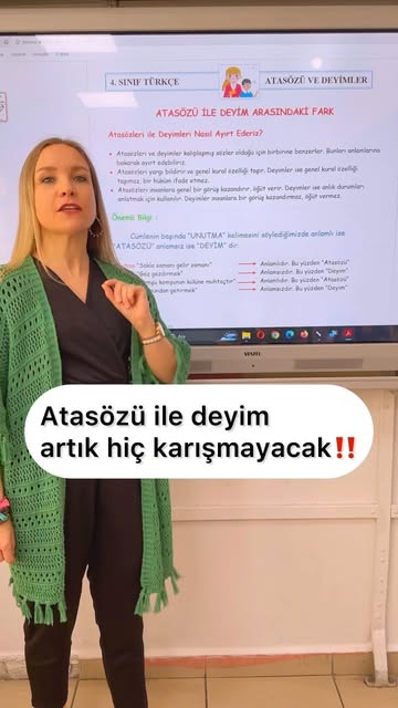 #Ilkokulöğretmenleri Reel by @secil_ogrtmen (verified account) - Atasözleri ile deyimleri birbirinden ayırmanın kolay yolu 😁
Cümlenin başına "UNUTMA" koyuyoruz anlamlı ise atasözü anlamsız ise deyimdir. İşte bu kad