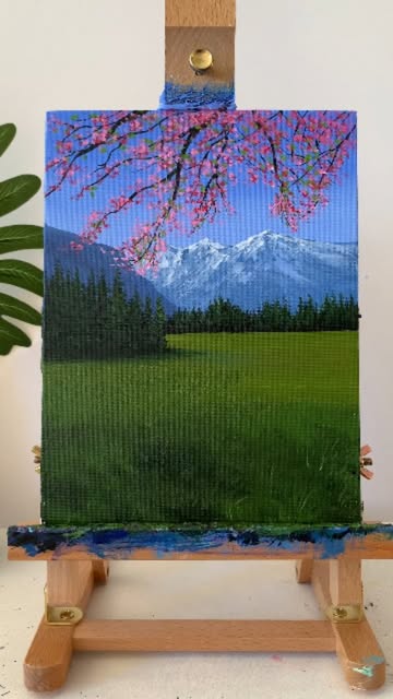 #Landscape Scenery Sketch Reel by @iffaizzn - painting Tutorial ebook link in bio🎨
The mountains in the distance stand tall in the embrace of green trees 🌄 #TakeYouIntoThePainting #OilPainting
