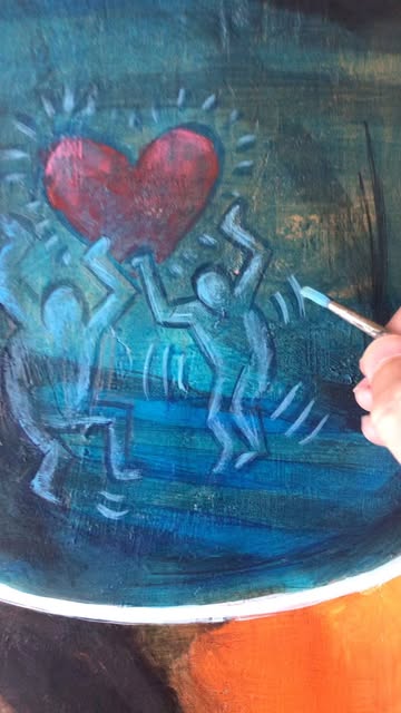 #Keith Haring Portrait Reel by @bdpainting - « Summer Beauty 2 » suite.. avec un petit hommage à Keith Haring cette fois ci 😀😀. Portrait pop sur toile 72x92, acrylique, pinceaux et couteaux. #