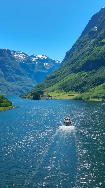 #Norwegian Fjords Landscape Reel by @visitsognefjord - Few places match the majesty of Western Norway's fjords. The narrow Nærøyfjord, with its towering 1800-meter cliffs, wild waterfalls, and vibrant cult