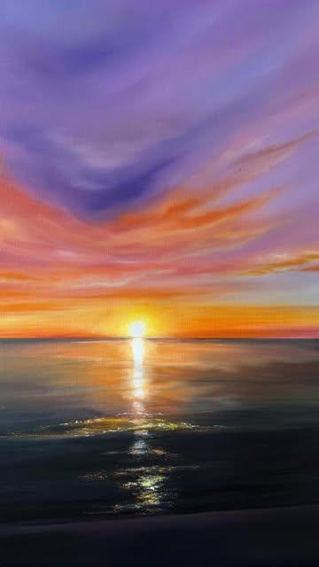 #Timelapse Photography Reel by @novafinearts (verified account) - Sharing my painting process - maybe it will inspire you too.
Try blending a bit of violet with white to brighten the reflection.
It creates a glowing