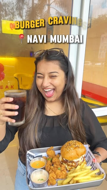 #Kharghar Food Bloggers Reel by @saba.sayyedd - 🍔 Just found a burger heaven in Kharghar and I'm obsessed!!
From cheesy corndogs to Korean cold coffee - this place is a must-visit if you're in Nav