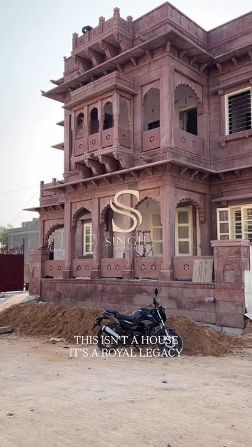#Rajasthani Architecture Inspiration Reel by @singhdesignersindia (verified account) - A Home That Echoes History
This isn't just architecture - it's a handcrafted revival of India's royal legacy.
Every jharokha, carved arch, and red san
