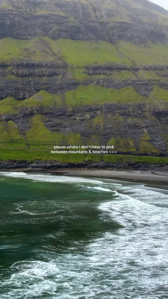 could never pick between the two. my full travel guide & itinerary is linked in bio <3 #faroeislands #beach #hiking #travel #outdoors #nature #travelreels #mountains #europe #wanderlust