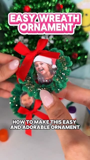 #Teacher Ideas Reel by @kindergartenkitties (verified account) - This EASY ornament wreath is perfect as a little holiday family gift for your student's families! Or just to make as an adorable craft this season. 🎄