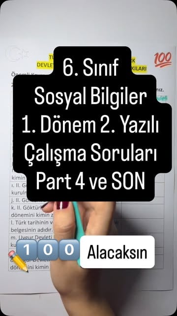 #2sınıf Reel by @sozelakademii - 6. Sınıf Sosyal Bilgiler 1. Dönem 2. Yazılı Hazırlık Part 4 ve son. Kesin Çıkacak yazılı soruları #sozelakademi #ortaokul #yazılıhazırlık #yazılı #sos