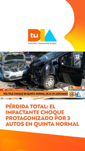 #Tudia13 Reel by @tudia13 - Una persona quedó lesionada: Un choque de alta energía se registró durante la mañana del lunes en la comuna de Quinta Normal y que tuvo a tres vehícul