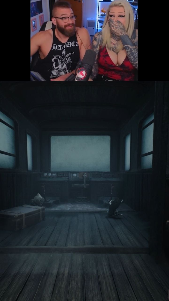 Team work makes the dream work. Full vid on YT. #tattoos #funny #jumpscare #twitch #horrorgames #indiehorror #streamer