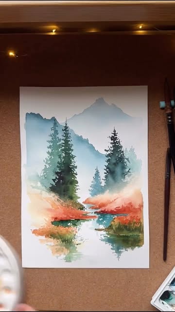 #Landscape Scenery Sketch Reel by @irynashek - Watercolor tree, mountain landscape painting process 👩🏼🎨
#watercolorpainting #landscapewatercolor #watercolorprocess #watercolortree #paintingvid