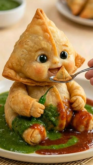 #Food Reel by @cozyvibesasmr (verified account) - Samosa baby enjoying a tiny samosa bite 🥟👶
crispy crunch, soft baby chewing, pure cozy ASMR 🤍✨
watch till the end for the cutest smile
samosa baby