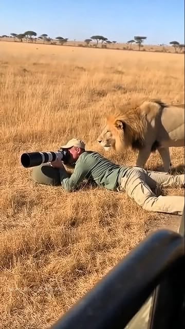 #Life Reel by @aibydoggar - The way this man is ignoring a whole lion just to get pics of some zebras is the level of focus I need in my life. The lion gave him that "Hello? Is t