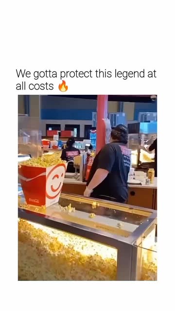 #King Reel by @user_missinn - This post revives a 2022 viral TikTok clip of Jason Grosboll, a Cinemark employee in Corpus Christi, Texas, dramatically pouring butter over a custome