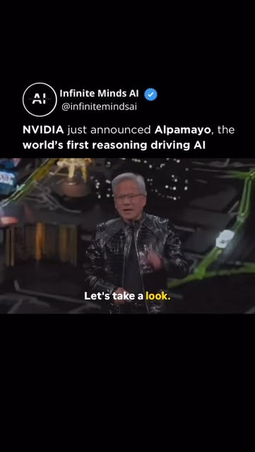 #Autonomousvehicles Reel by @infinitemindsai (verified account) - 🚨This isn't Tesla-style self-driving - it's reasoning-based autonomy.
NVIDIA just announced Alpamayo - what Jensen Huang calls the world's first thi