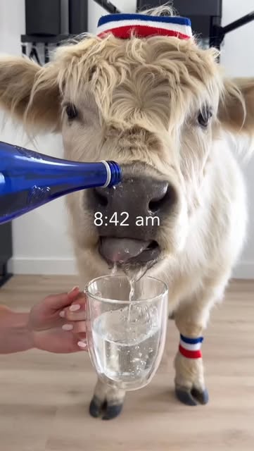 #Morning Reel by @thehuskyfam (verified account) - Milo's New Year Morning Routine 💪🐮 #cow #morning #routine