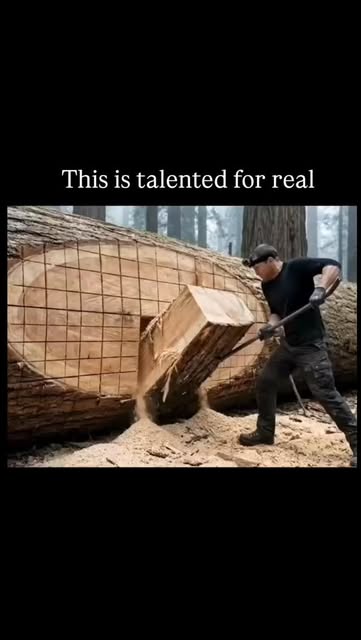 #Artificialintelligence Reel by @trend_tokhubb_7 - The video portrays a solo builder transforming a fallen redwood trunk into a cozy, insulated tiny home complete with plumbing, bed, and lighting, but