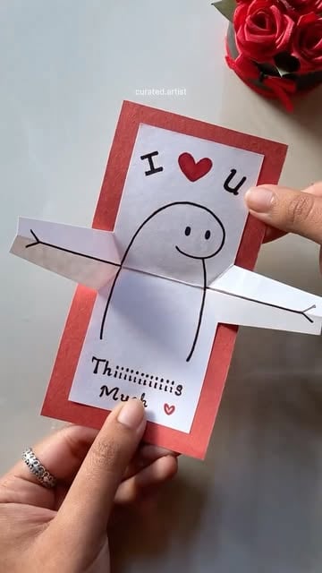 #Handmade Reel by @curated.artist - Cutest Valentine's hug day gift card idea ♥️✨ 
.
.
.
#reels #valentineday #gift #hug #card #valentines #love #cute #couple #instagood #diy #craft #han