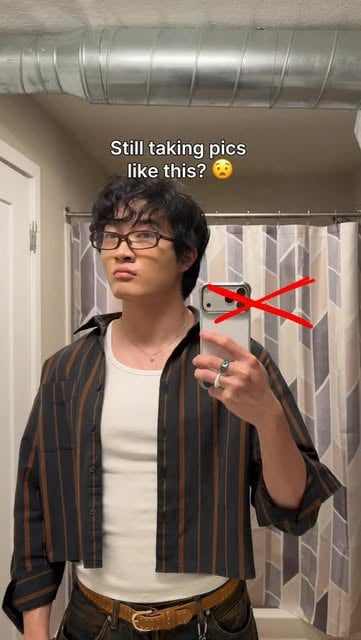 #Aesthetic Mirror Selfie Ideas Reel by @__sean.z - Mirror selfie tip✨ This is how I shoot mirror photos using the front camera 👀📱

Just flip, zoom out, and angle it right to include you and the phone