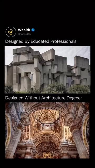 #Architecture Reel by @wealth (verified account) - The most beautiful buildings in human history were designed without degrees, software, or permission ✨📜
For centuries, architecture was shaped by cr