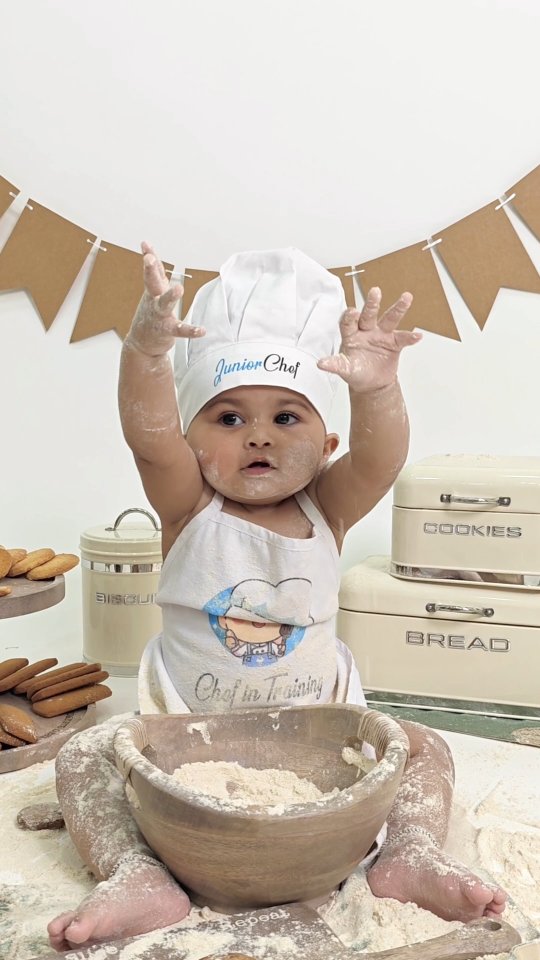 Cookies 🍪, anyone?our little baker Hiya 👶🏻 is all set with her bakery! look at her just enjoying making some cookies. who wants some?? . . . #littlebaker #littlechef #babygirl #cookies #Ahmedaba