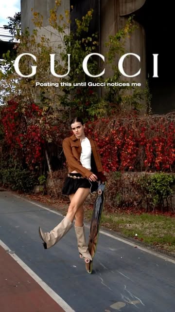 #Model Reel by @lina_ruess (verified account) - Keep manifesting 😂
#voguechallenge #gucci #model #skategirl #longboard
