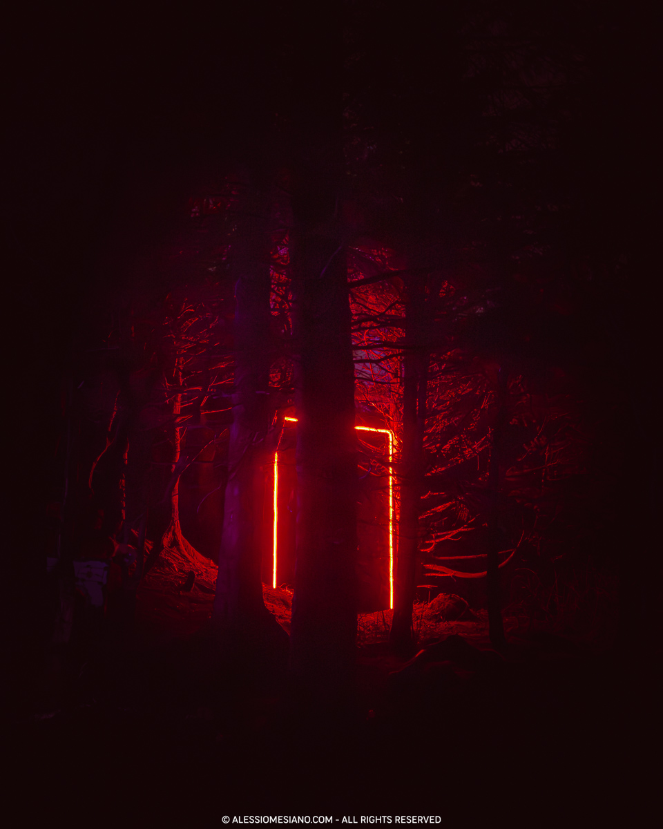 Last night I went to see the light installation in the city's woods. I was alone in the almost total darkness when, among the lights, I suddenly saw the profile of a humanlike being. Aside from the in