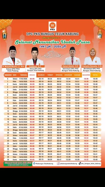 #Imsakiyah Ramadhan 2026 Padang Reel by @pksbungustelukkabung - Imsakiyah Ramadhan 1447 H / 2026 M.
#bungustelukkabung #padang