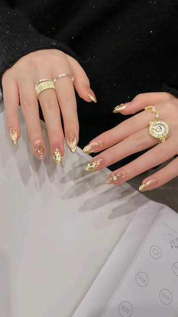 #Nail Art Design Reel by @ameliathompson.0 - my new signature gold leaf nails ✨ clean girl aesthetic #nail #dailylook #nailstyle #nailartdesign