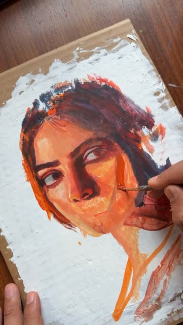 #Portrait Reel by @ps.rathour (verified account) - Jugaad 🙂↔️🤙🏻
Painting on Cardboard turned out better than expected!
I applied Modelling Paste in the beginning as the base.
@ps.rathour
#acryli