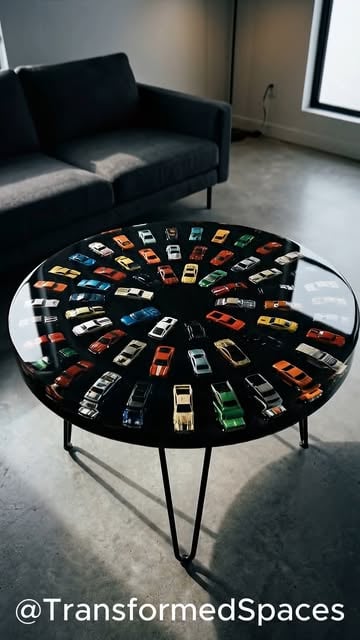 #Cars Reel by @transformedspaces99 - Watch the nostalgic visualization of preserving a childhood car collection forever. We design a concept where vintage die-cast muscle cars are embedde