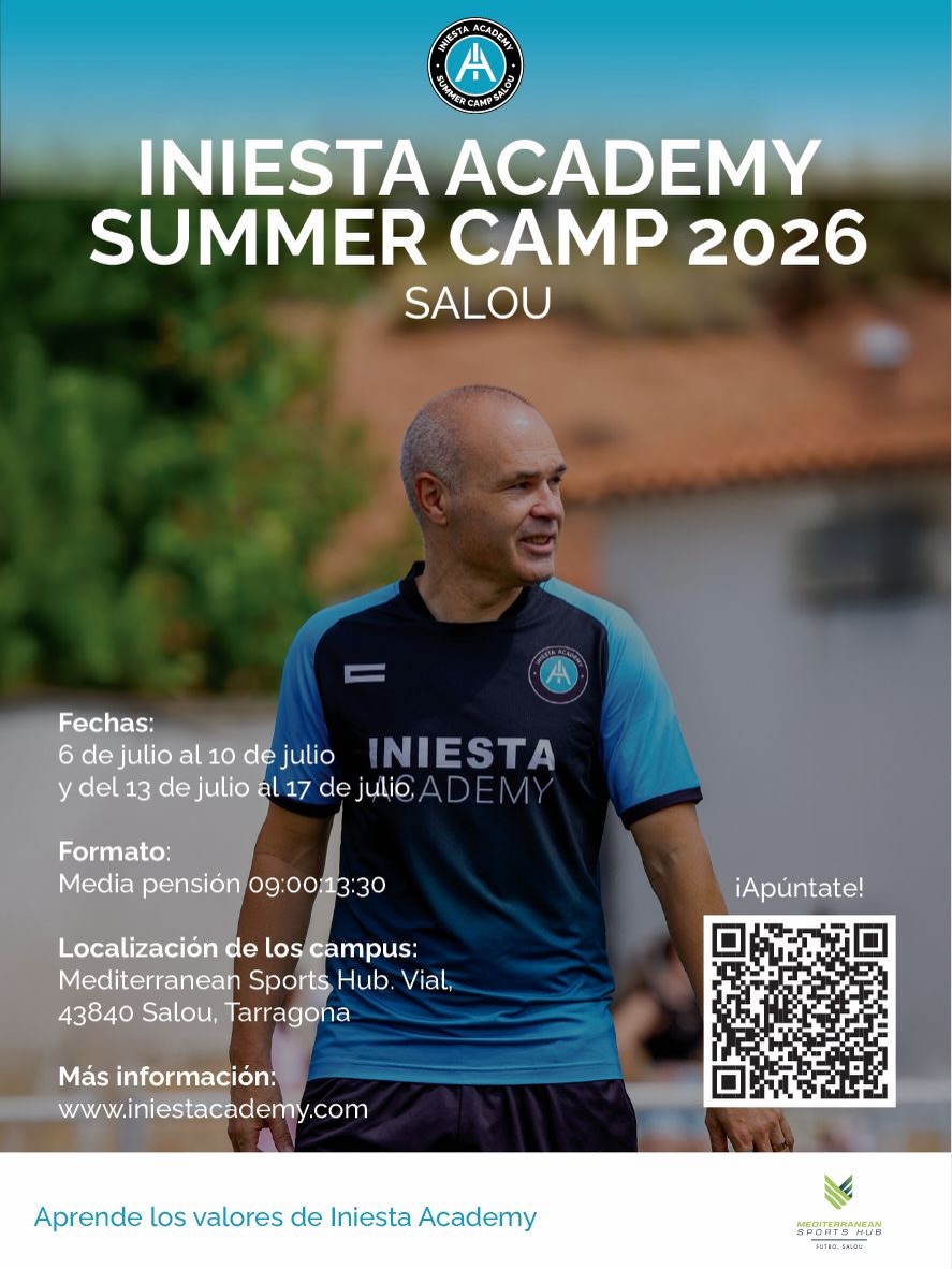 Este verano, el fútbol se convierte en aprendizaje. ⚽️ Llega por tercer año el Iniesta Academy Summer Camp Salou, un espacio donde cada entrenamiento es una oportunidad para crecer dentro y fuera del