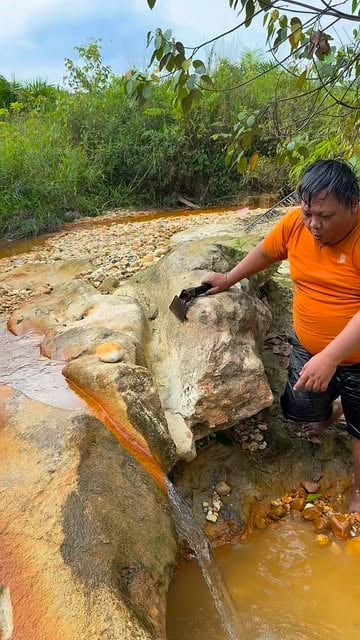 #Amazing Reel by @nepriandries - Wow, 😱⚒️⚒️⚒️ amazing, amethyst and gold crystals inside the stone #amethyst #crystals #stone #goldnugget #discovery