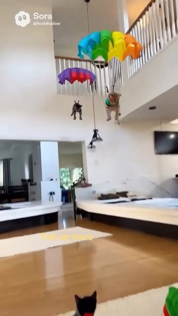#Kitten Reel by @chadseyes (verified account) - Kittens deploy a perfect landing #kitten #Ai#aivideos #sora #deploy #parachute #cute #perfect #landing#perfectlanding #