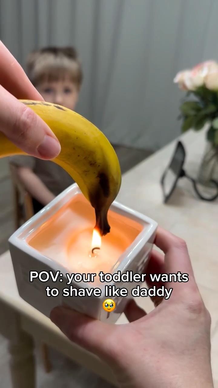 Organic shaving… for toddlers only ☺️ Follow @tanya_with_3kids for daily mom hacks 💁♀️ #toddlerlife #daddysboy #miniMe #organic