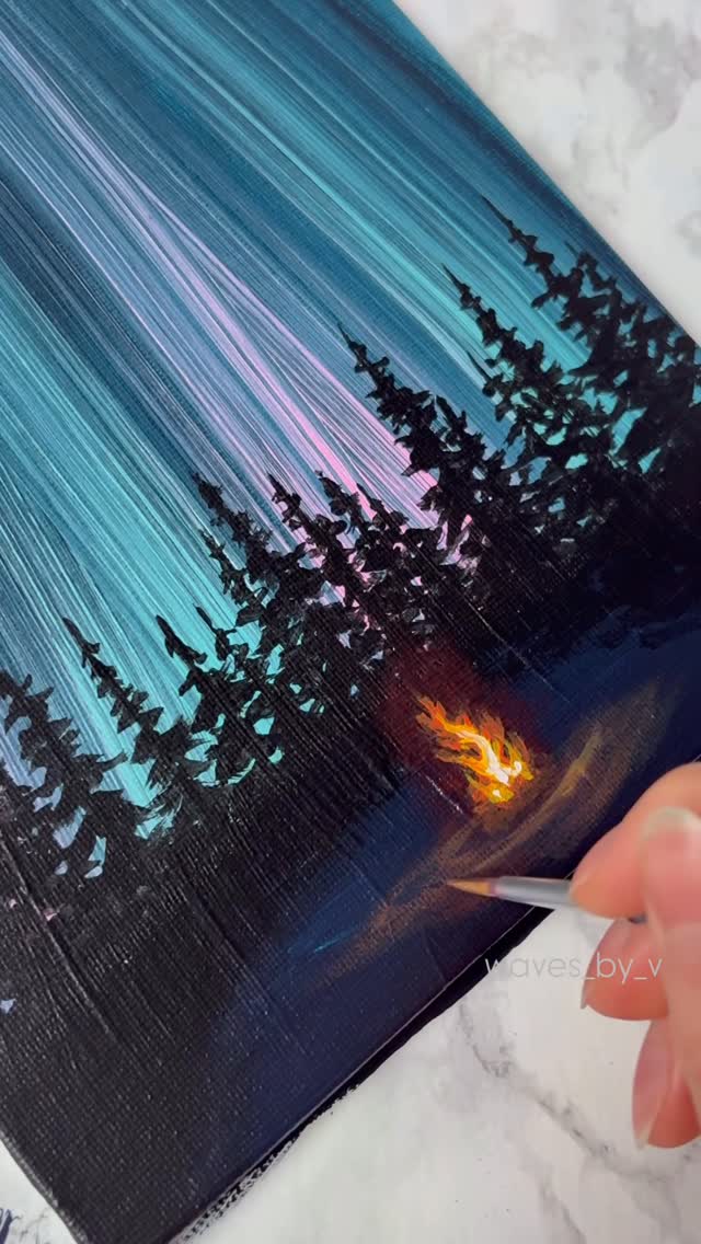 “After Dark“ Easy Painting Idea for Beginners 18x24 cm 7‘×9‘ - - - - - - - - - - #paintingtutorial #easyart #paintingideas #howtopaint #canvas