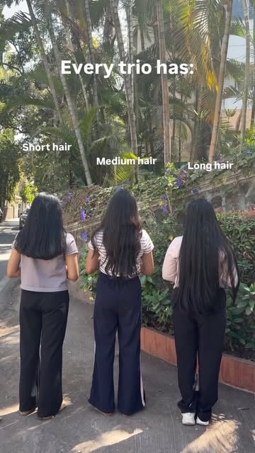 #Repost Reel by @sonaxnidhi._.vibes - Short ,medium or long hair 🤠
Which is your favourite comment 
📸 @frames.by.shreeee ❤️

🚫strictly NO repost
.
.
#happiness #hairstyle #trio #friends
