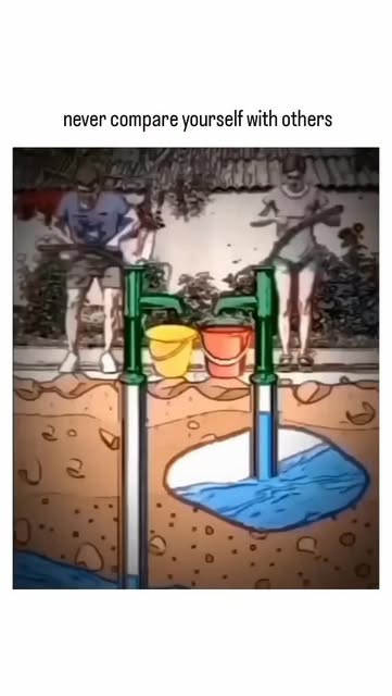 #Success Reel by @maatjournal - The post features a 15-second animated video depicting two villagers at adjacent hand pumps: one yields abundant water symbolizing success, while the