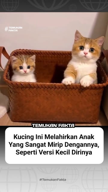 #Kucing Reel by @temukan.fakta - Seekor kucing memiliki anak yang tampak sangat mirip dengannya. Dari warna bulu hingga ekspresinya, anak kucing tersebut terlihat seperti versi mini s