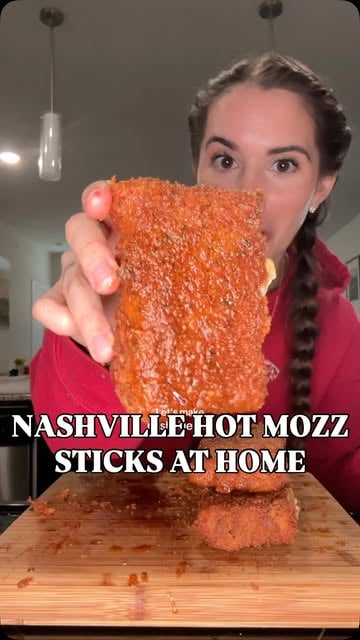 #Cheese Stick Reel by @gracekellyanneats - Making Nashville Hot Mozzarella Sticks at Home 🤤❤️ #mozzarellasticks #recipe #foodie #cookwithme #cooking