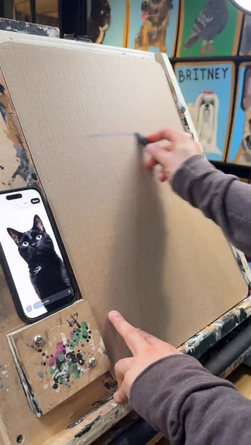 A pet portrait for a black cat named Fish! #blackcat #petportrait #paintingprocess #petparents #catsofinstagram