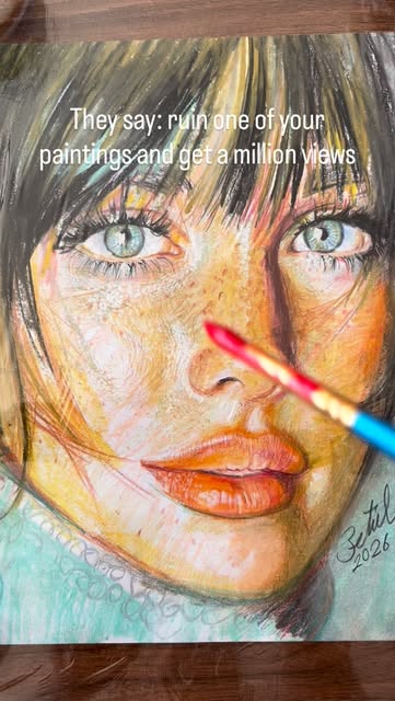 #Portrait Reel by @karakalemdesenmodel - I ruined this beautiful painting of my. 😢
#betulkavruk #portre #portrait #pastelportre #pastelportrait