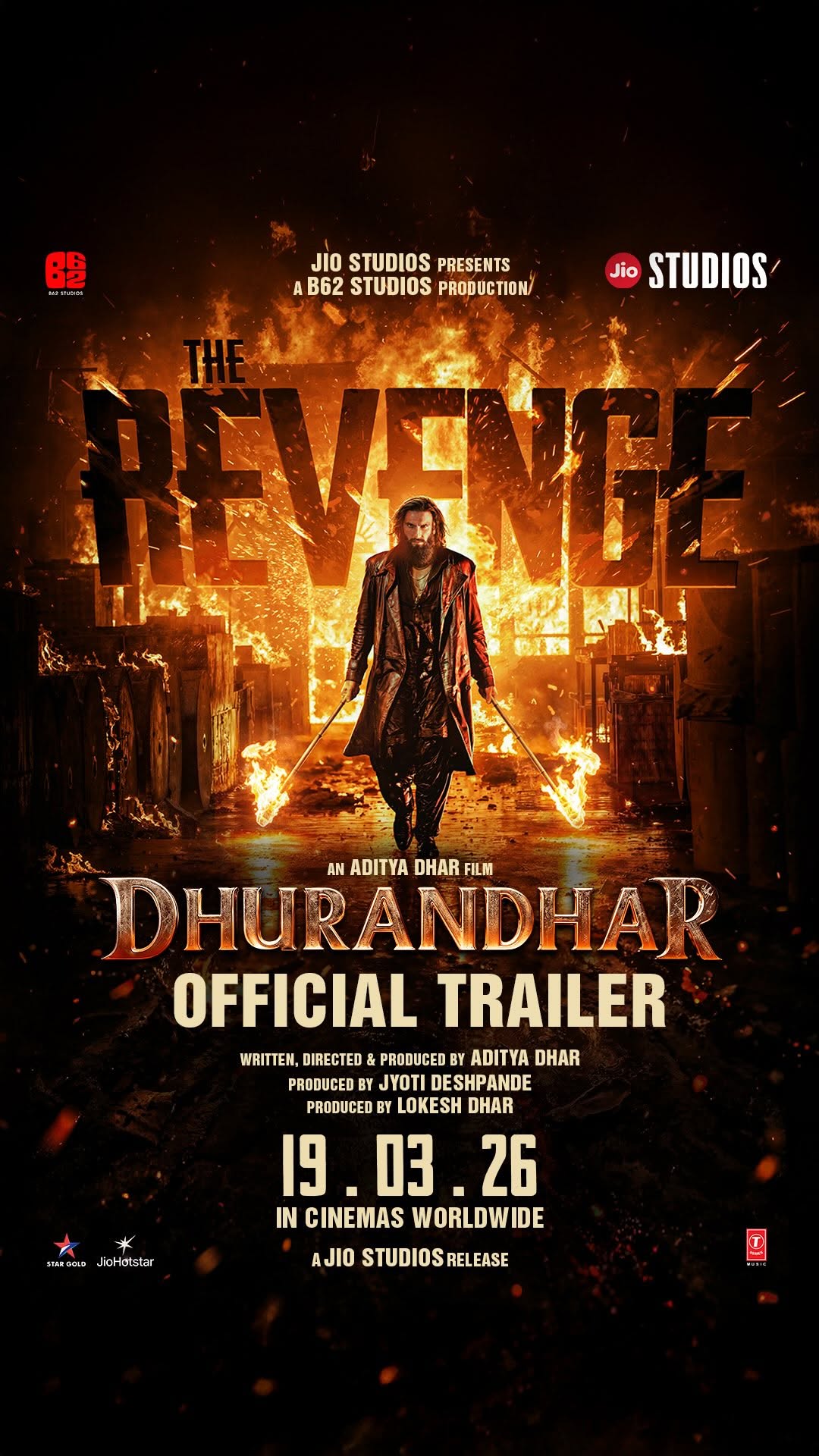 Told you it was personal . . . Trailer Out Now. Book Now for Paid Previews on 18th March only. #DhurandharTheRevenge releases worldwide on 19 March, on Gudi Padwa, Ugadi, and Eid. Hindi | Telugu