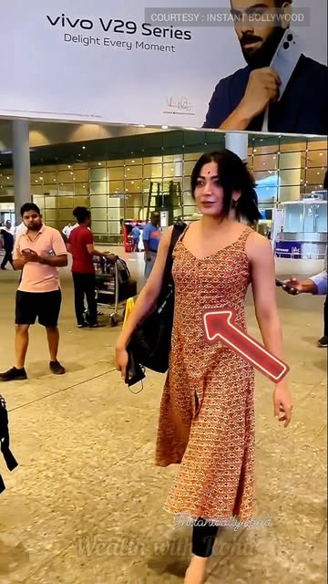 #Superstar Reel by @wealthwithrohit (verified account) - Pan India superstar Rashmika Mandanna once surprised everyone at Mumbai Airport with an incredibly affordable fashion moment.
She was seen wearing a b