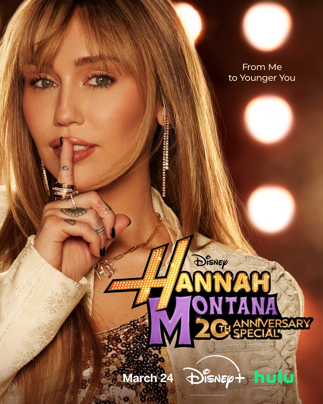 The secret’s out! Can’t wait to celebrate the Hannah Montana 20th Anniversary special with all of you! March 24 on Disney+ and Hulu. 🤫