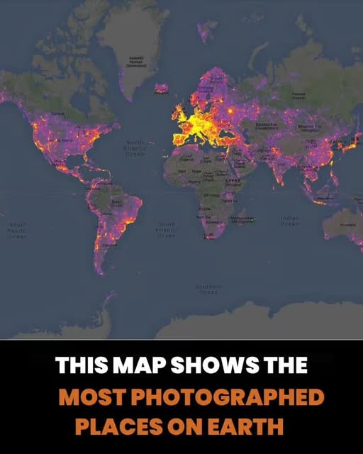 #Travelphotography Reel by @adventure_094 - A global #heat #map #built from geotagged Panoramio #photos shows how unevenly the world has been photographed. Created by Sightsmap, it reveals dense