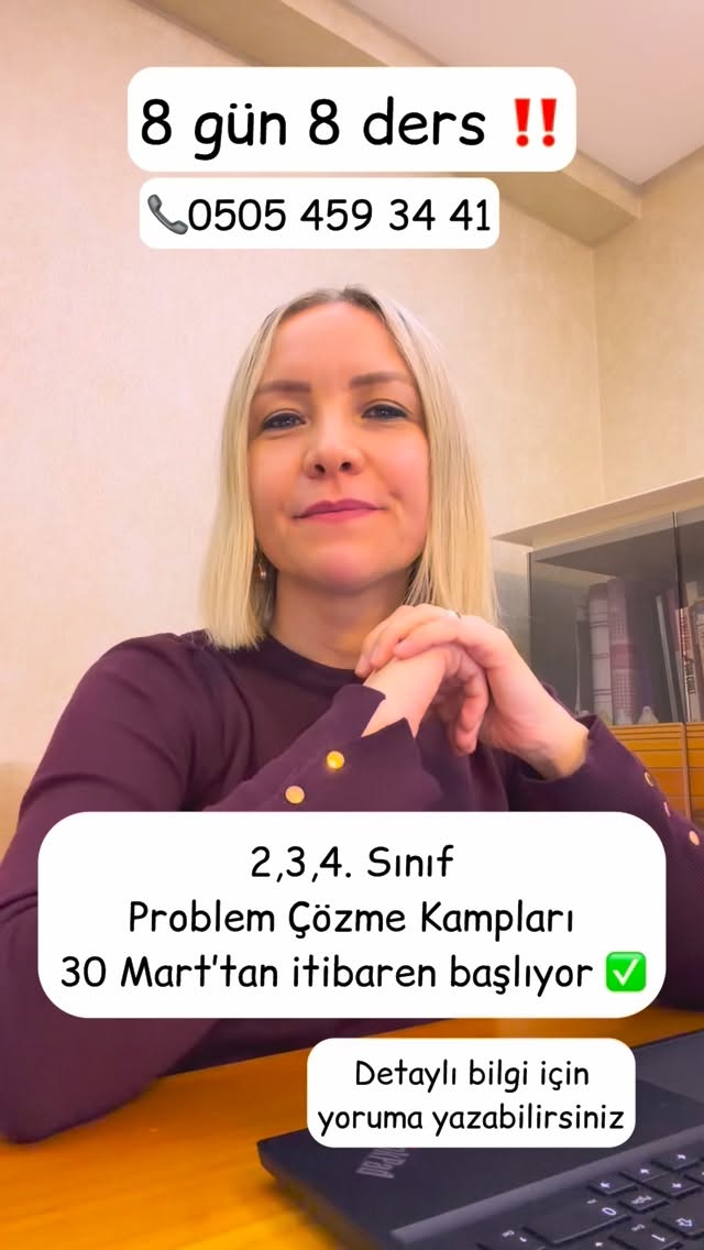 2,3,4.sınıflar için açtığımız PROBLEM ÇÖZME KAMPLARIMIZ 30 Mart’tan itibaren başlıyor. ‼️ ✅ Kamplarımızda özel hazırladığımız bir yıl boyunca işlenen tüm matematik konularını içeren problemleri öğrenc