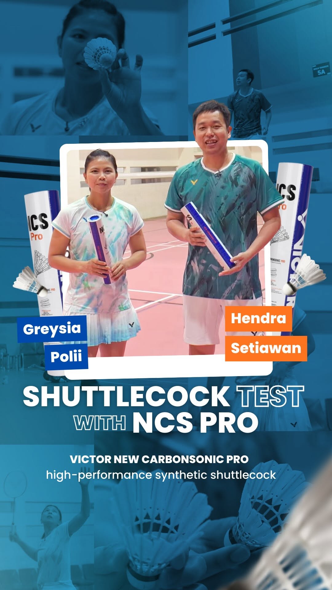 Dua legenda. Satu pengalaman baru di lapangan. Hendra Setiawan dan Greysia Polii mencoba VICTOR NCS Pro. Shuttlecock sintetis VICTOR yang dirancang untuk menghadirkan feel yang menyerupai shuttecoc