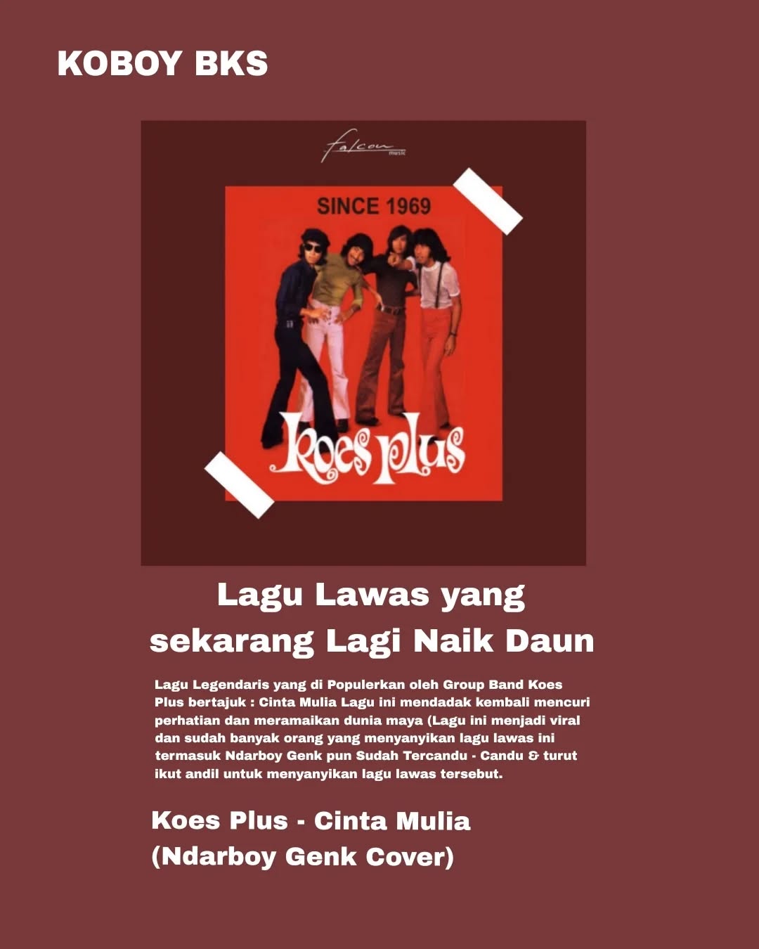 Lagu yang paling ikonik yang telah menemani masa kecil kita semua di sekitar tahun 90an sampai ke tahun 2000an Lalu lagu ini kembali viral dan sudah banyak di putar dimana mana dan semua orang menyany