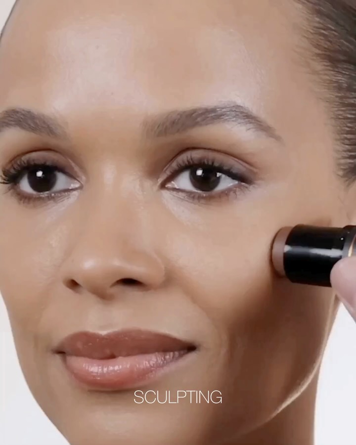 The NARS glow-how: bronzing vs. sculpting. ✨ SCULPTING Using The NEW Multiple Sculpting Stick, enhance the contours of the face—hollows of the cheek, jawline, temples, and sides of nose—to accentuate